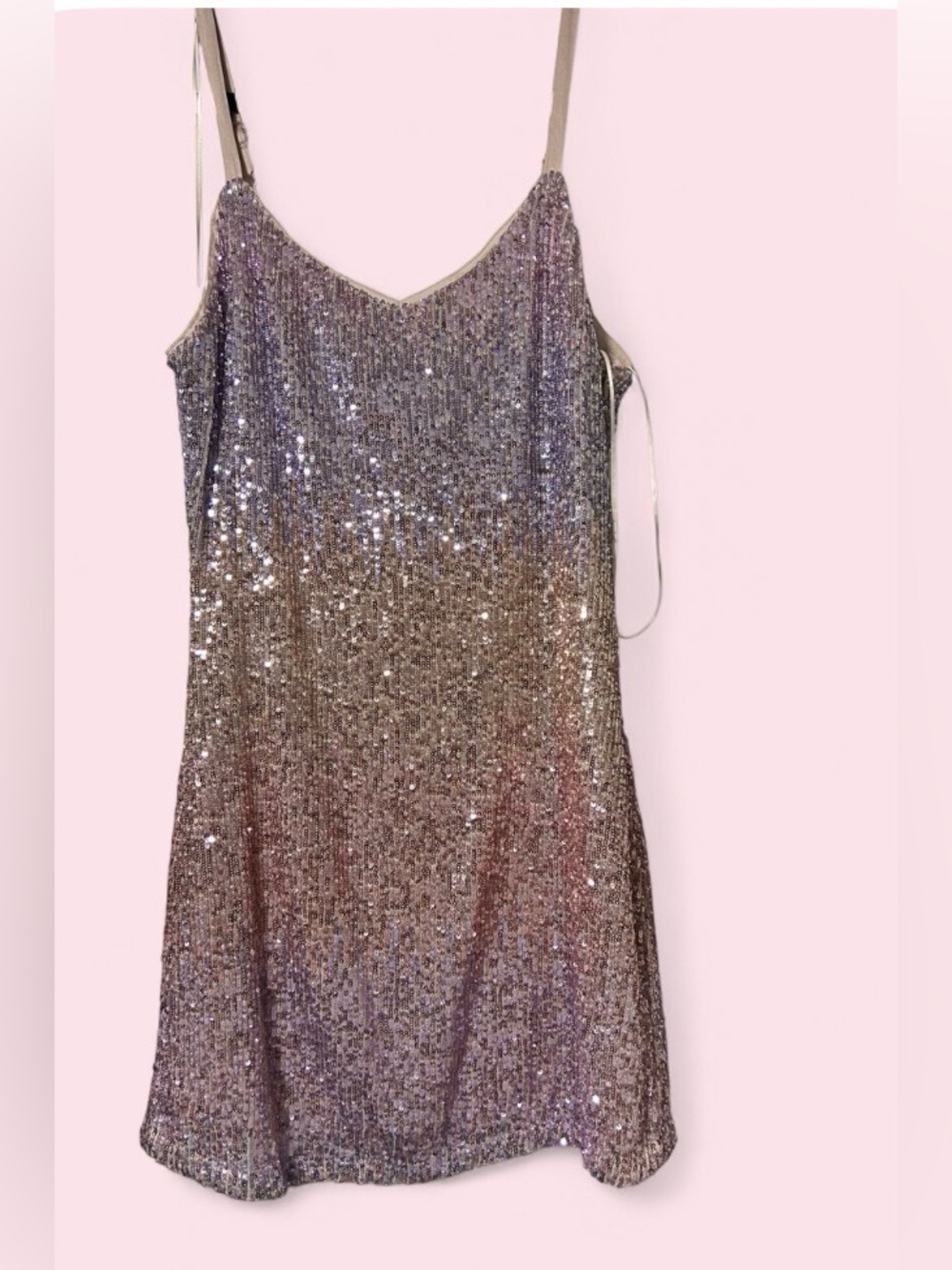 NWT Glam Homecoming Skies are Blue Sparkle Purple to Gold Ombre Slip dress - XS